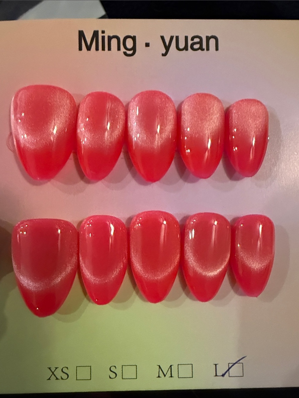 Hot Pink Cateye handmade acrylic Press-On Nail Set